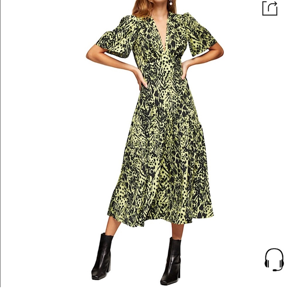 Topshop animal print angel sleeve midi dress